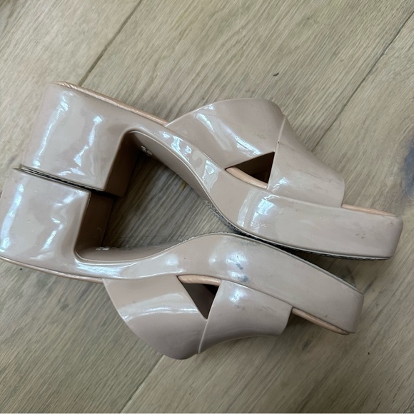 JEFFREY CAMPBELL BUBBLEGUM Sandals Nude Shiny jelly platform sandal womens 10 - Picture 3 of 9